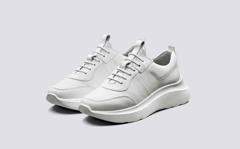 Grenson Sneaker 20 Womens Sneakers - White Calf Leather with Sculpted Rubber Sole BA1325